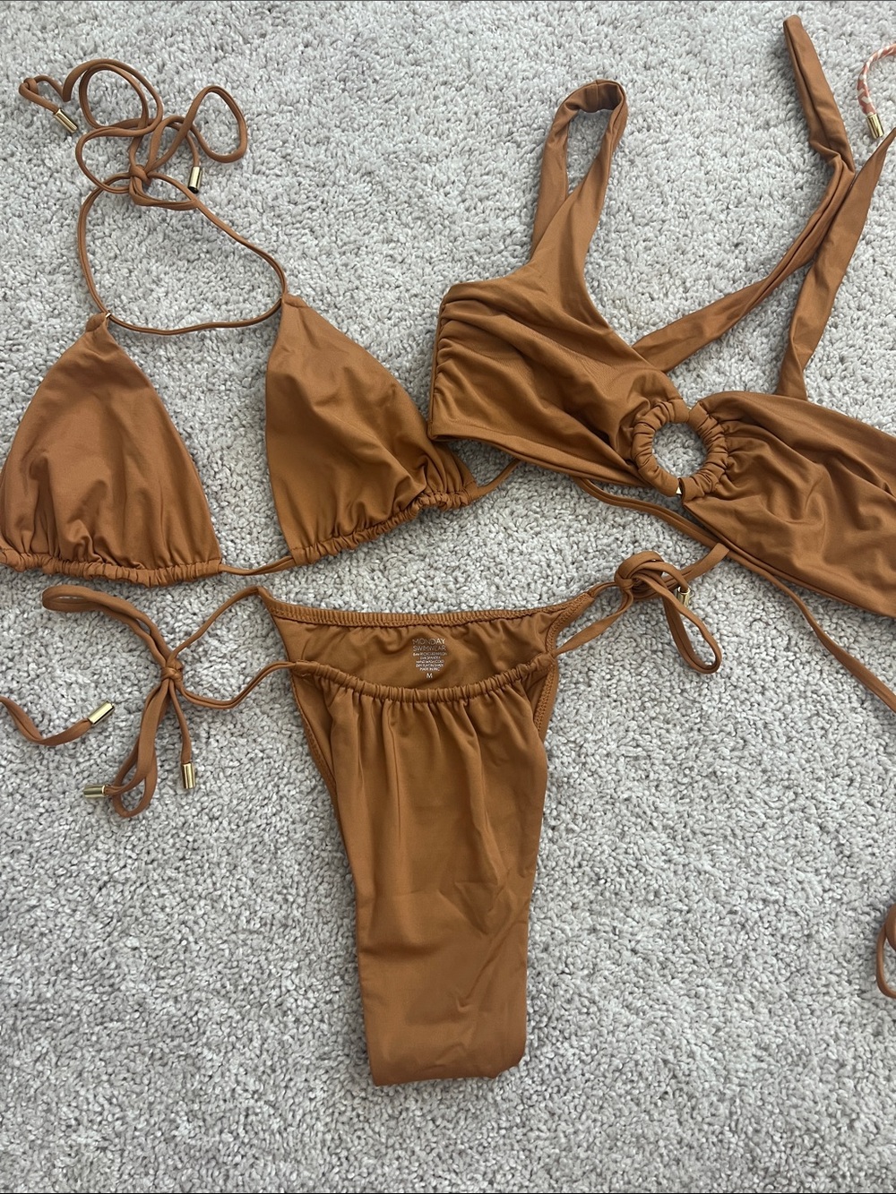 Monday swimwear toffee brown Carmel bikini set string bikini sets new